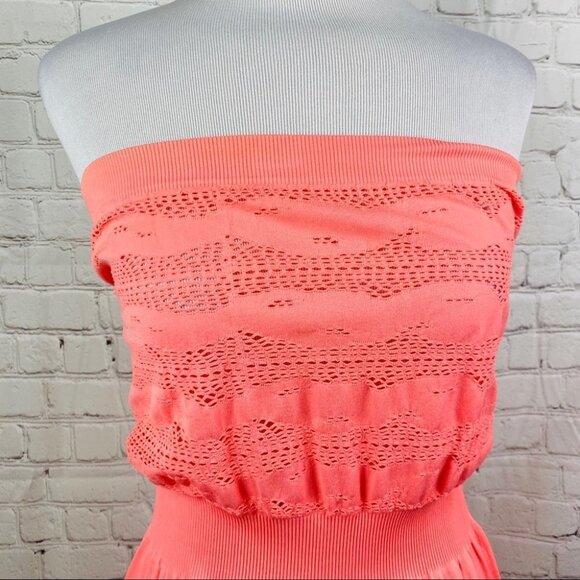 Ocean Club Neon Orange Swim Cover Up Eyelet Dress - Picture 3 of 10
